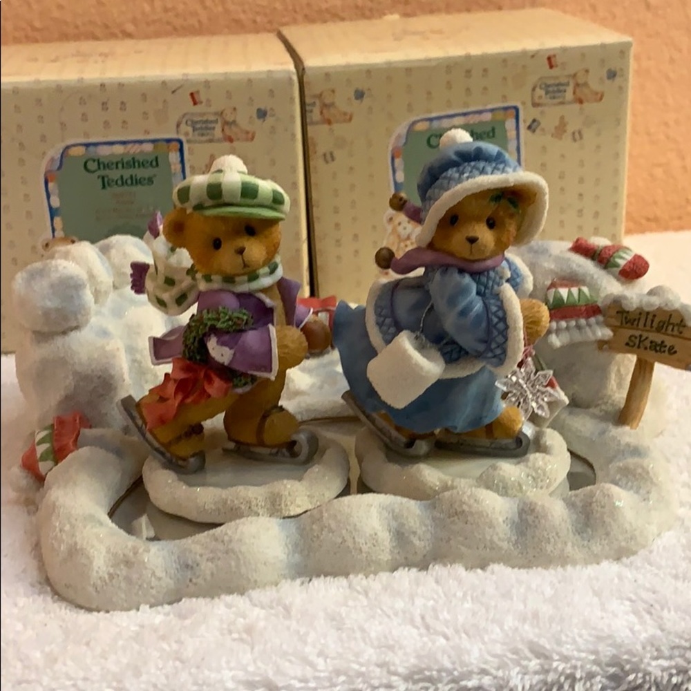 Cherished Teddies 3 piece ice skating figurines